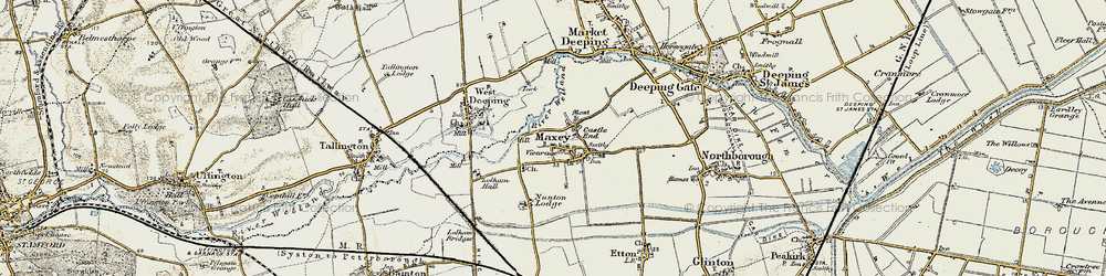 Old map of Maxey in 1901-1902