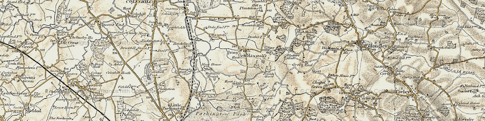 Old map of Maxstoke in 1901-1902