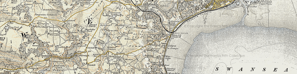 Old map of Clyne Common in 1900-1901
