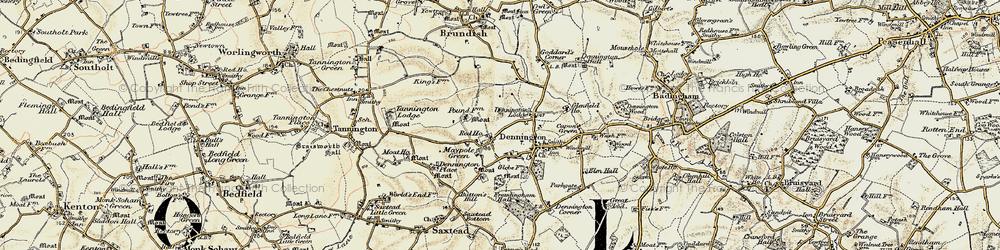Old map of Maypole Green in 1901