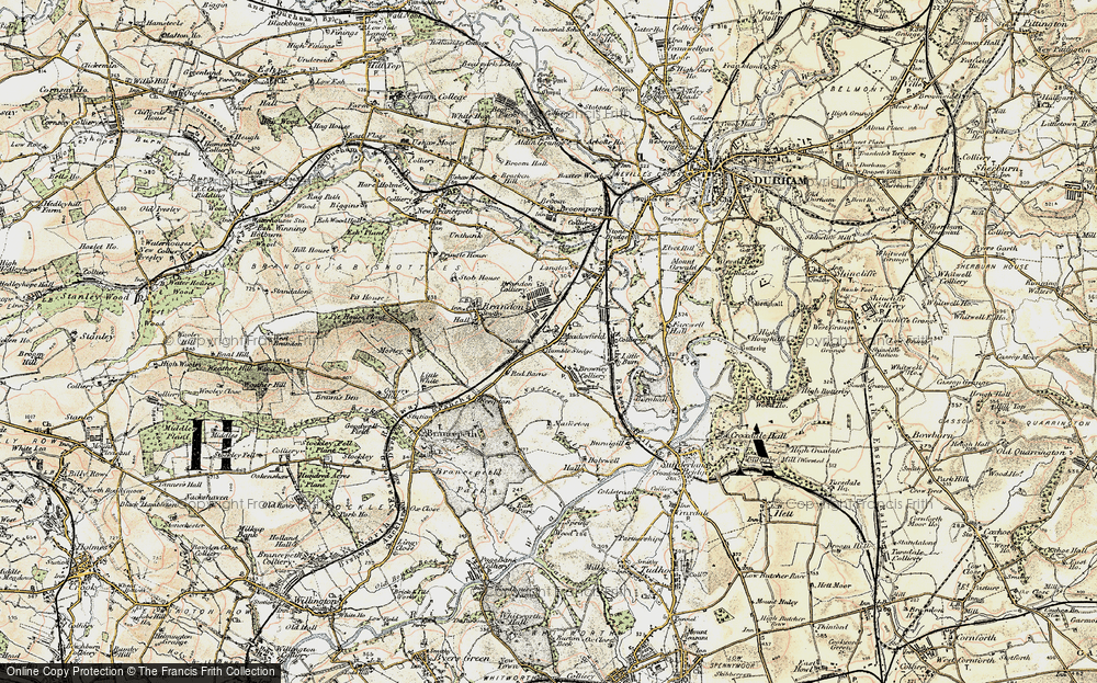 Old Map of Historic Map covering Brandon-Walk Bishop Auckland in 1901-1904