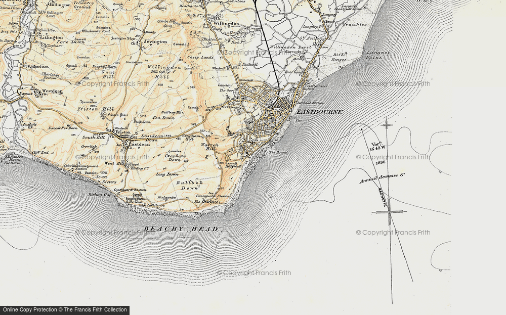 Old Map of Historic Map covering Beachy Head in 1898