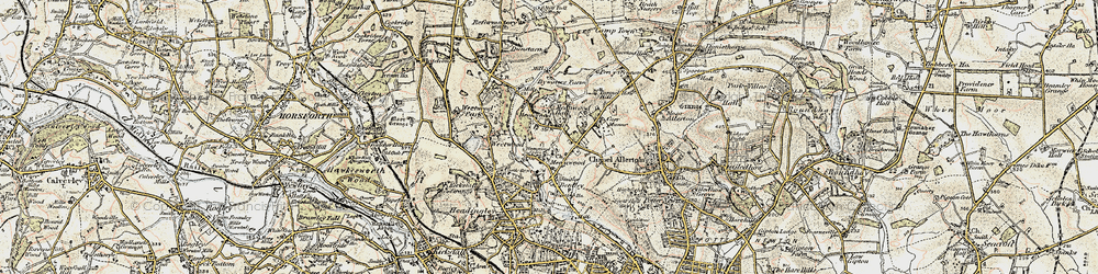 Old map of Meanwood in 1903-1904