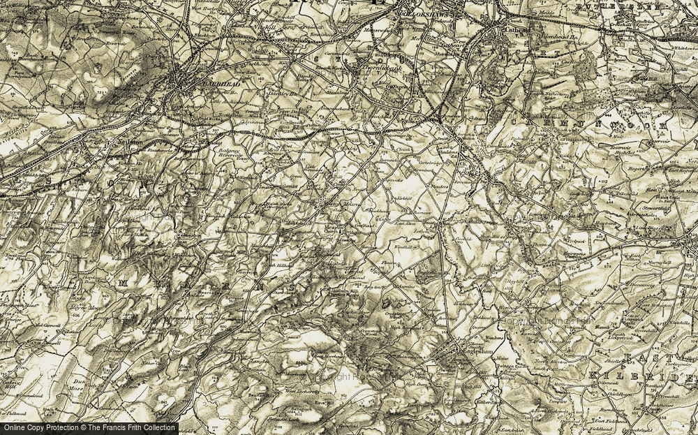 Old Map of Historic Map covering Bonnyton Moor in 1904-1905