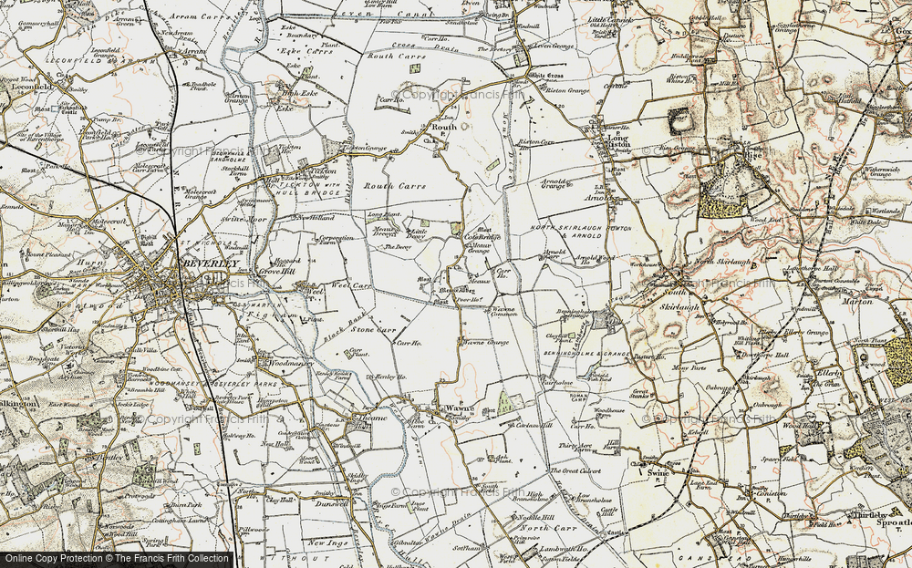 Old Map of Historic Map covering Benningholme Grange in 1903-1908