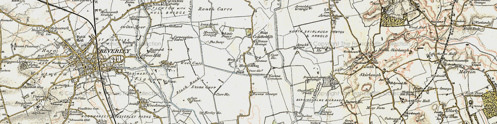 Old map of Benningholme Grange in 1903-1908