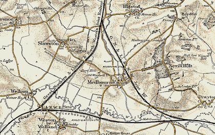 Old map of Medbourne in 1901-1902