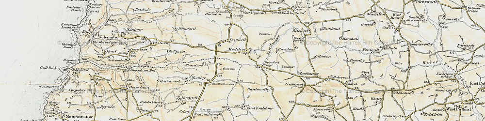 Old map of Meddon in 1900
