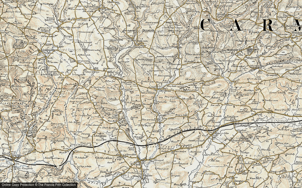 Old Map of Meidrim, 1901 in 1901