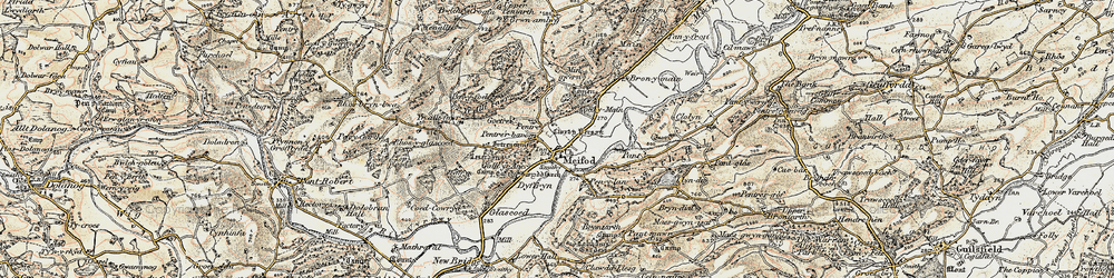 Old map of Meifod in 1902-1903