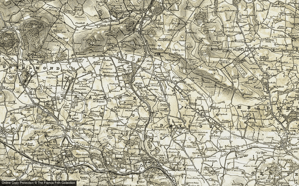 Old Map of Historic Map covering Windyhills in 1909-1910