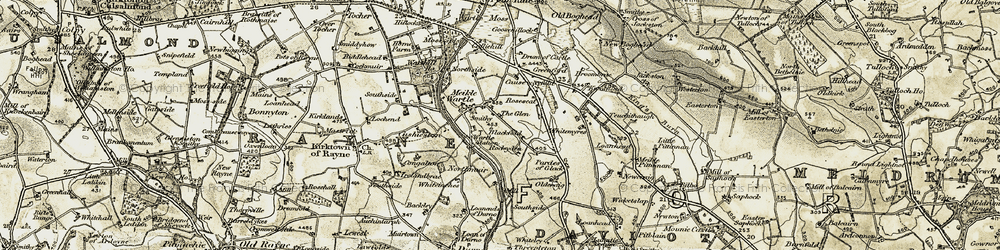 Old map of Meikle Wartle in 1909-1910