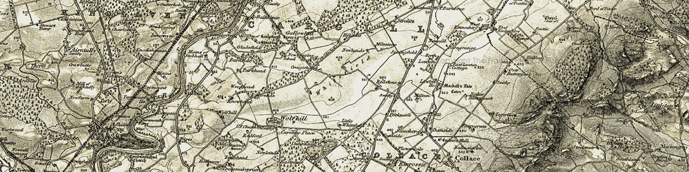 Old map of Meikle Whitefield in 1907-1908