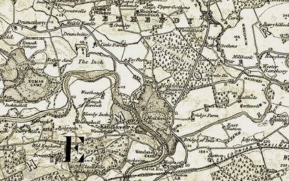 Old map of Meikleour in 1907-1908
