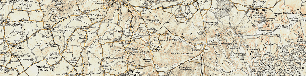 Old map of Melbury Abbas in 1897-1909