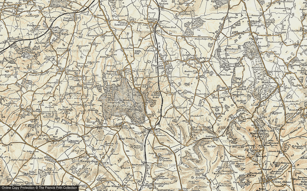 Old Map of Historic Map covering Bubb Down Hill in 1899