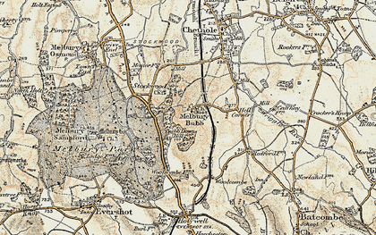 Old map of Bubb Down Hill in 1899