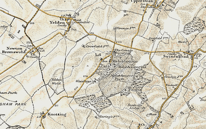 Old map of Melchbourne in 1898-1901