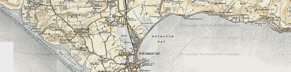 Old map of Weymouth Bay in 1899