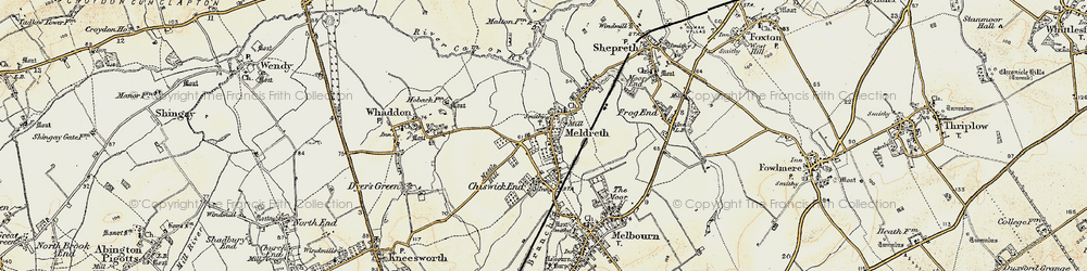 Old map of Meldreth in 1899-1901