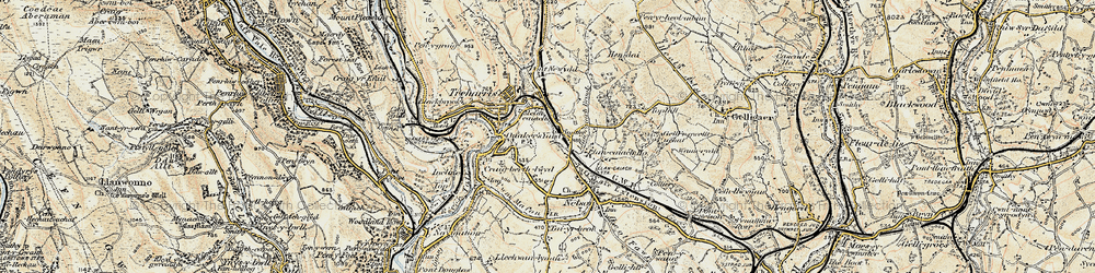 Old map of Melin Caiach in 1899-1900