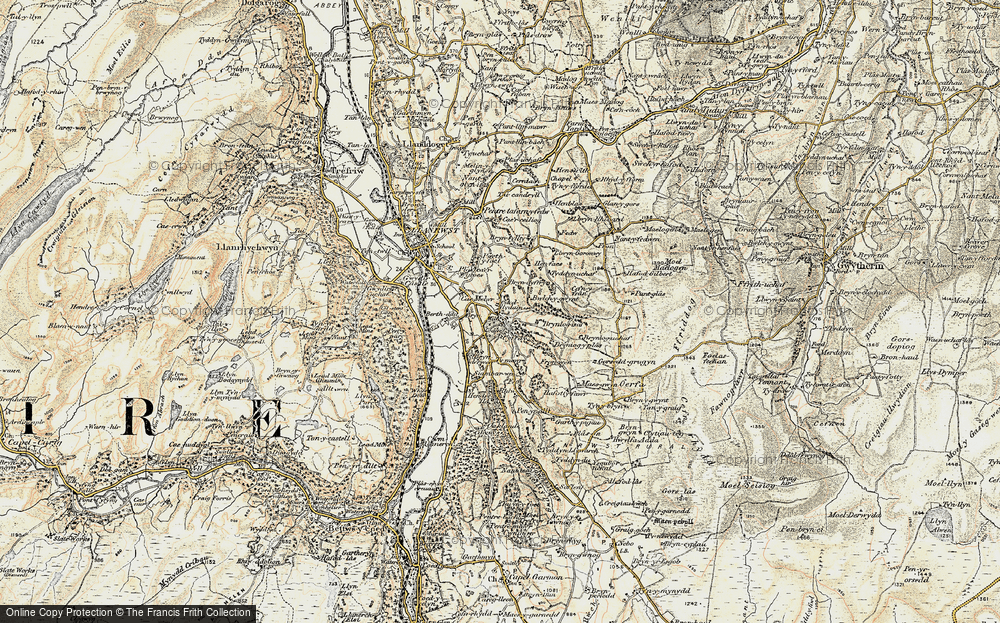 Old Map of Historic Map covering Bryn Derwen in 1902-1903