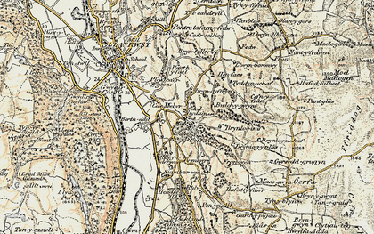 Old map of Melin-y-coed in 1902-1903