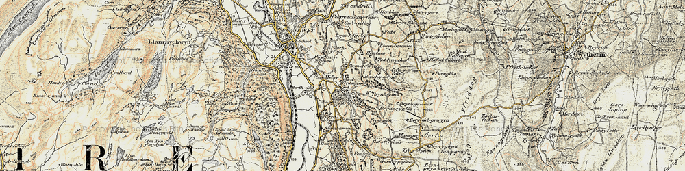 Old map of Bryndyffryn in 1902-1903