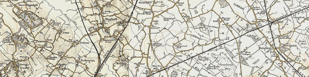 Old map of Melling Mount in 1902-1903