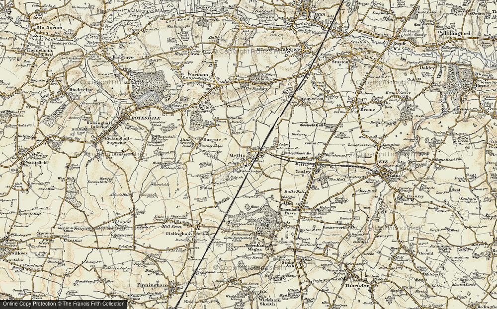 Old Map of Mellis, 1901 in 1901