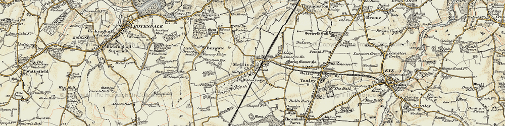 Old map of Mellis in 1901