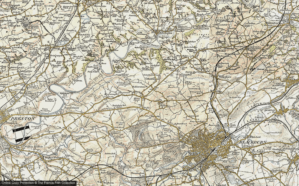 Old Map of Mellor Brook, 1903 in 1903