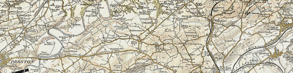 Old map of Mellor Brook in 1903