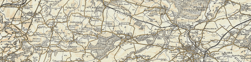 Old map of Mells in 1898-1899
