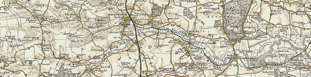 Old map of Mells in 1901-1902