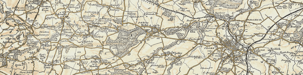 Old map of Mells Green in 1898-1899