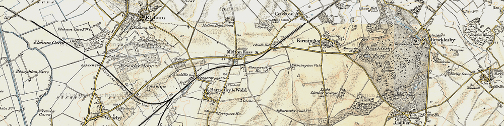 Old map of Melton Ross in 1903-1908