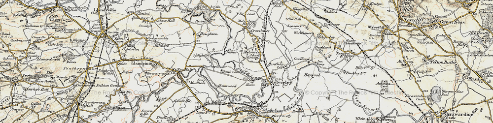 Old map of Melverley Green in 1902