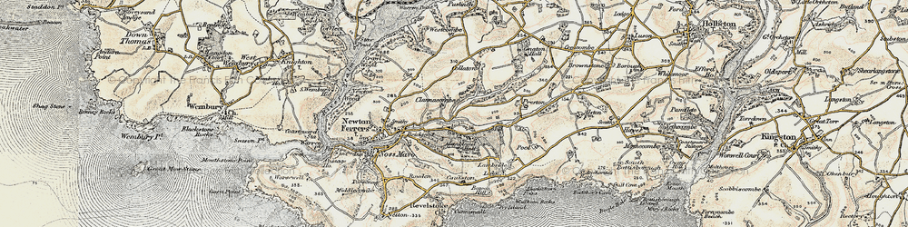 Old map of Membland in 1899-1900