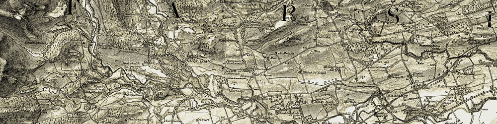 Old map of Wester Memus in 1907-1908