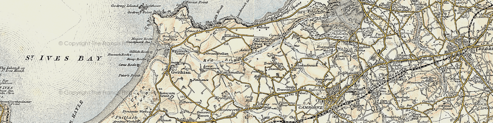 Old map of Menadarva in 1900