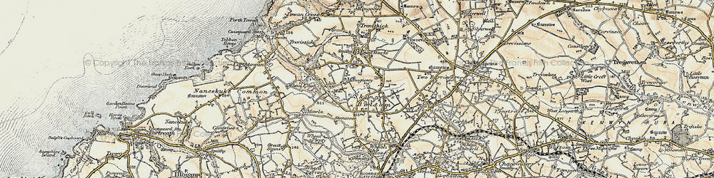 Old map of Menagissey in 1900