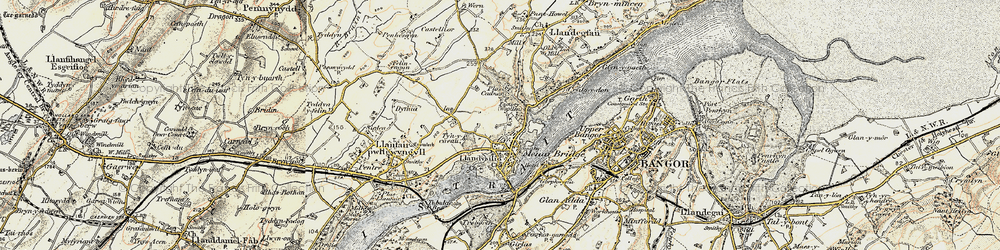Old map of Menai Bridge in 1903-1910