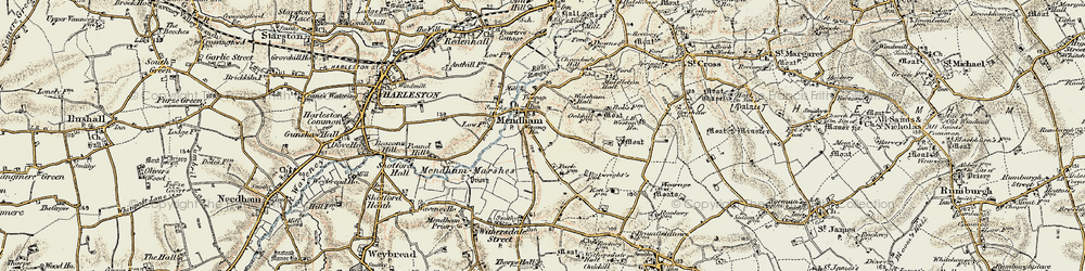 Old map of Mendham in 1901-1902