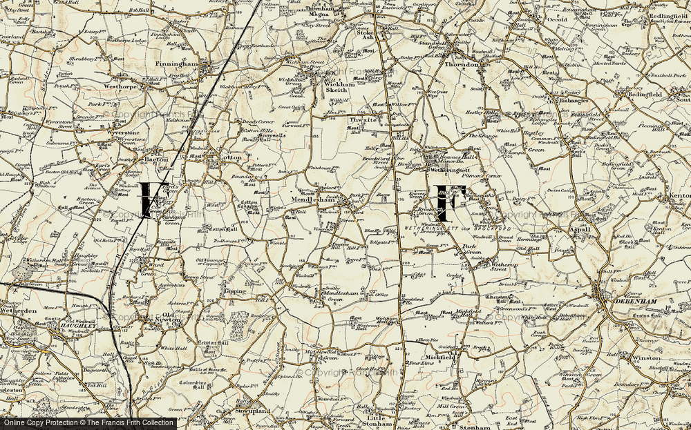 Old Map of Mendlesham, 1899-1901 in 1899-1901