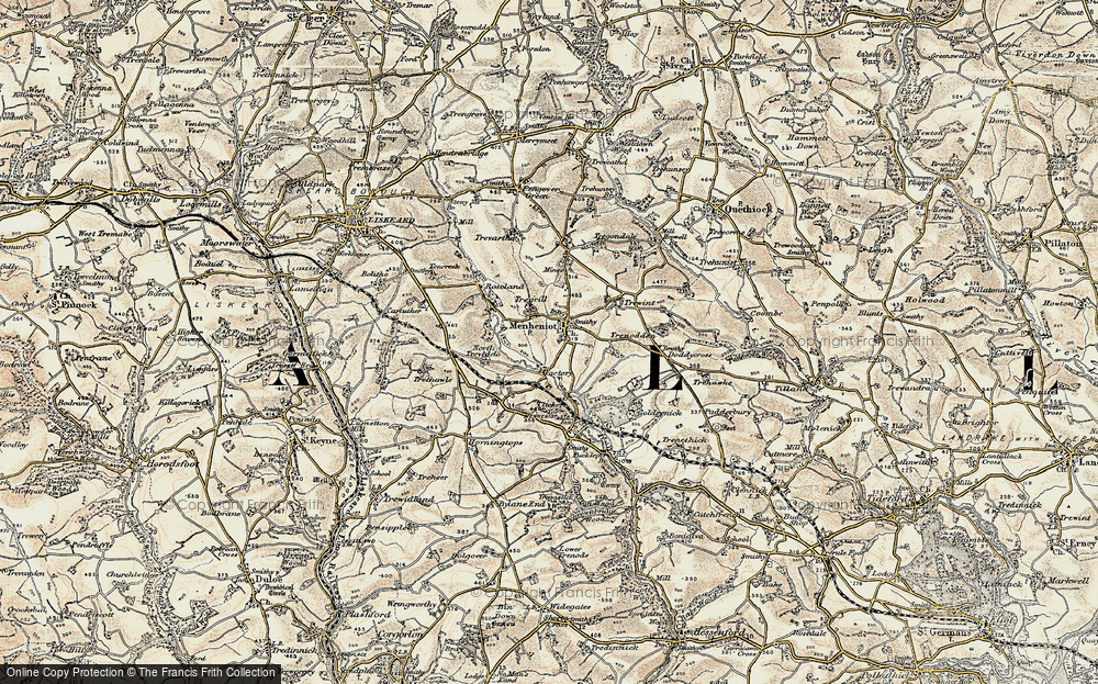 Old Map of Historic Map covering Bodway in 1900