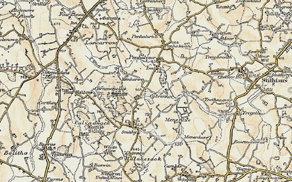Old map of Carnmenellis in 1900