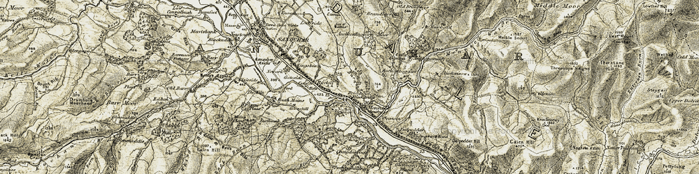 Old map of Auchensow Burn in 1904-1905
