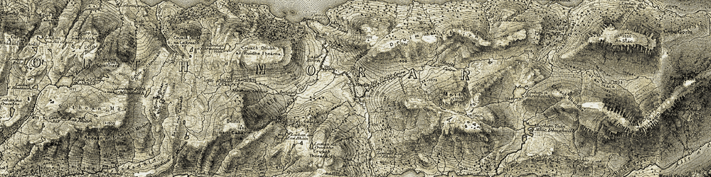 Old map of Abhainn Chlachach in 1908