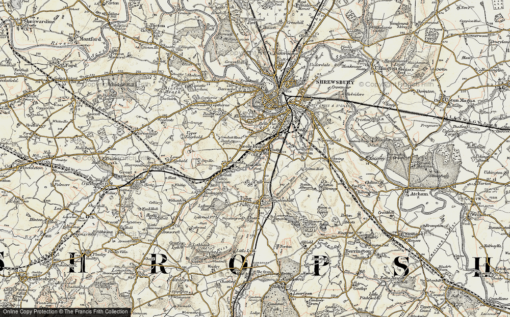 Old Map of Meole Brace, 1902 in 1902